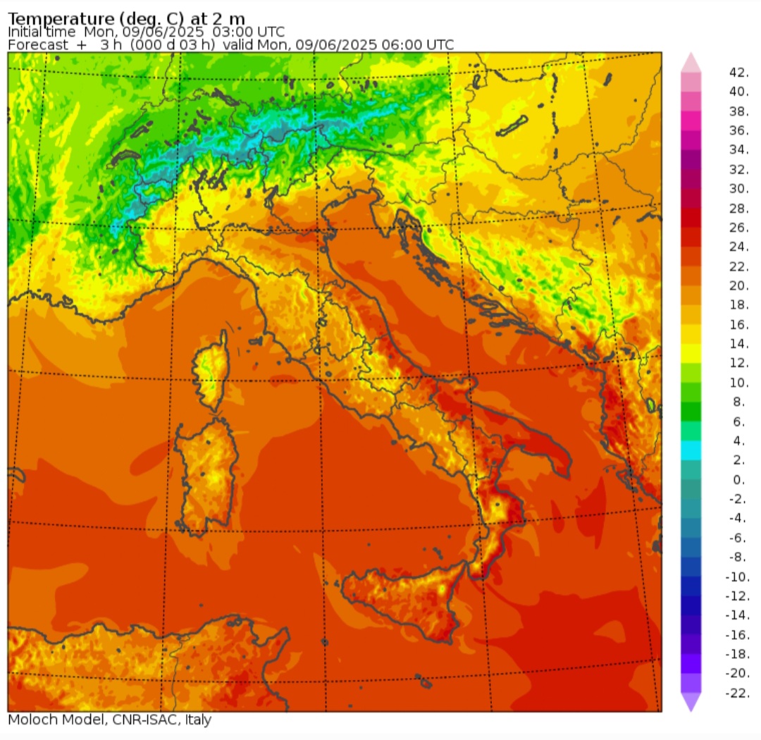 Temperature minime 9 giugno 
