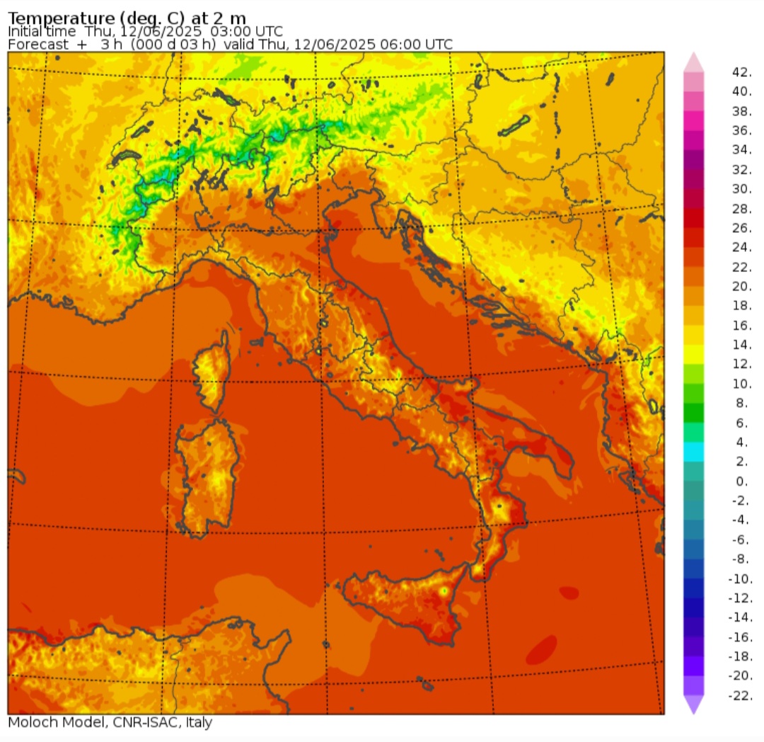 Temperature minime Italia 12 giugno