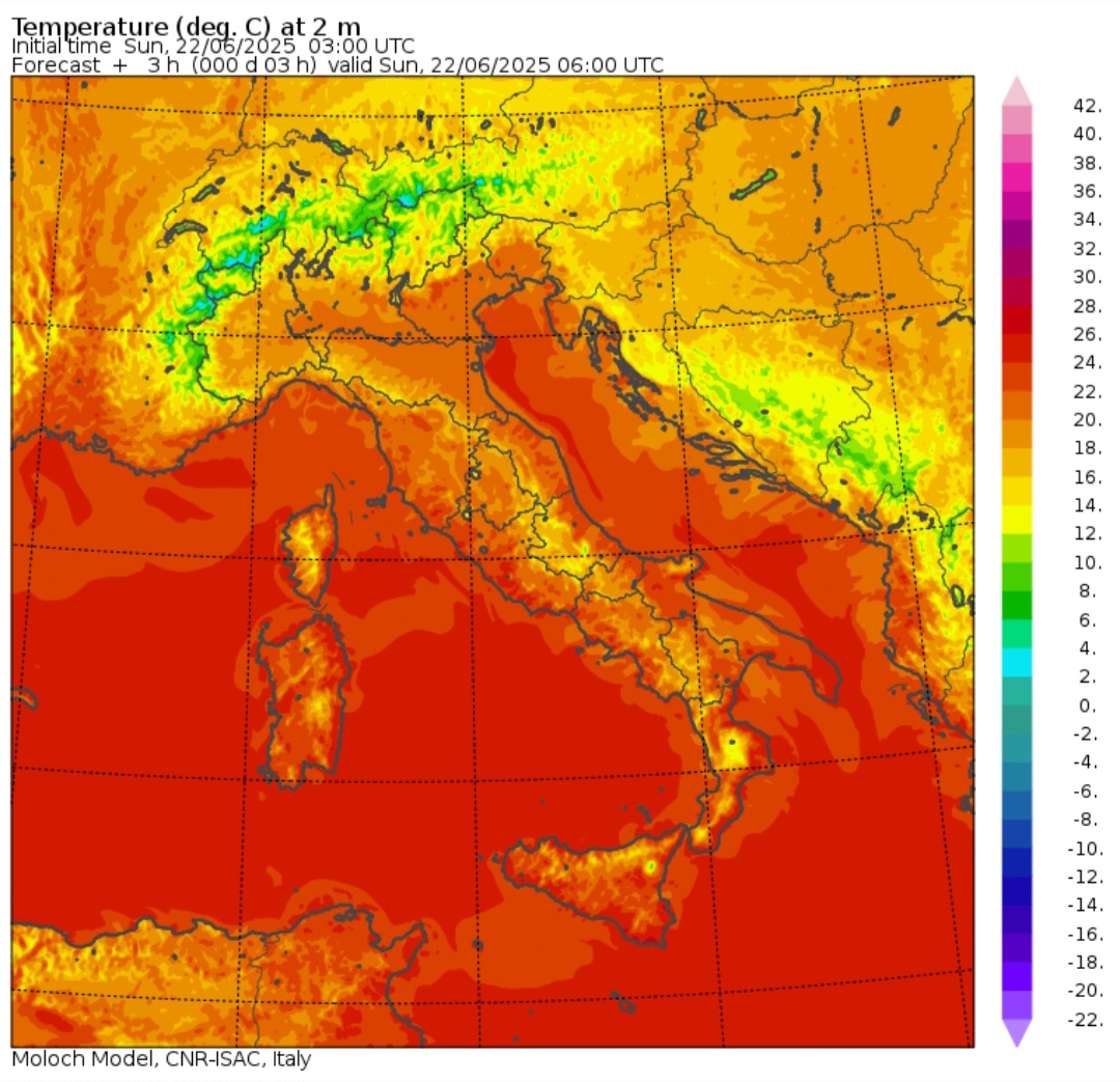 Temperature minime 22 giugno