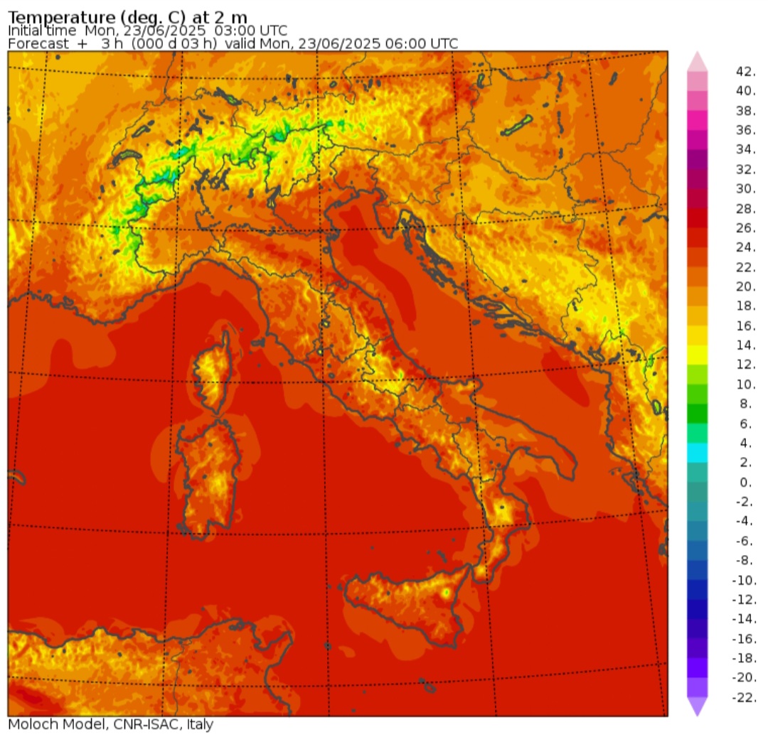 Temperature minime 23 giugno