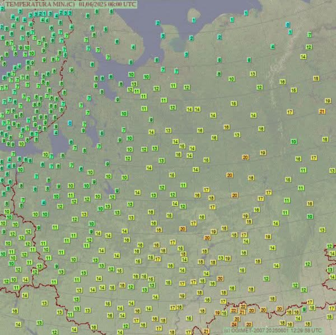 Temperature minime Russia 1° giugno