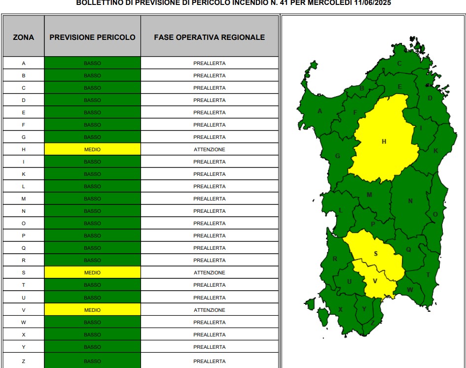 allerta incendi sardegna 11 giugno