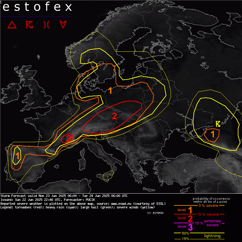 allerta meteo 23 24 giugno 2025 estofex