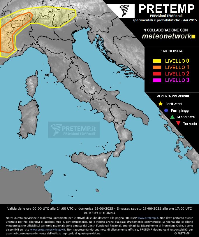 allerta meteo domenica 29 giugno