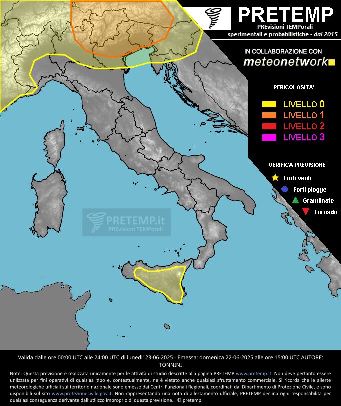 allerta meteo oggi 23 giugno