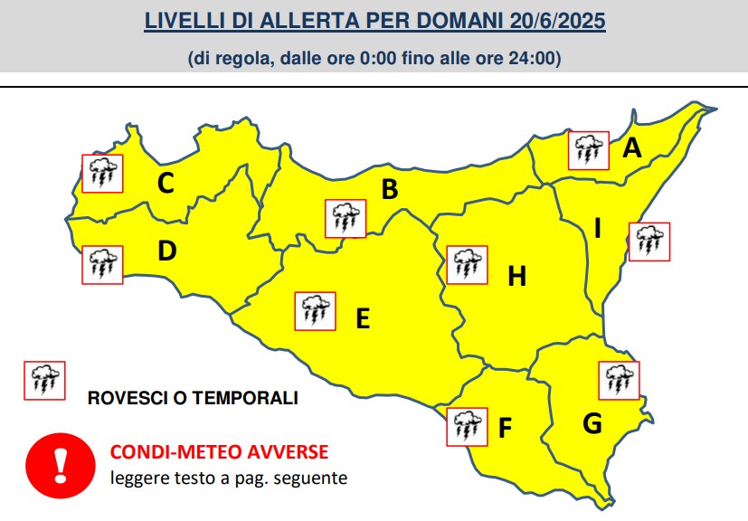 allerta meteo sicilia 20 giugno