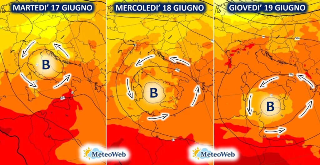 allerta meteo traiettoria goccia fredda 17 19 giugno 2025