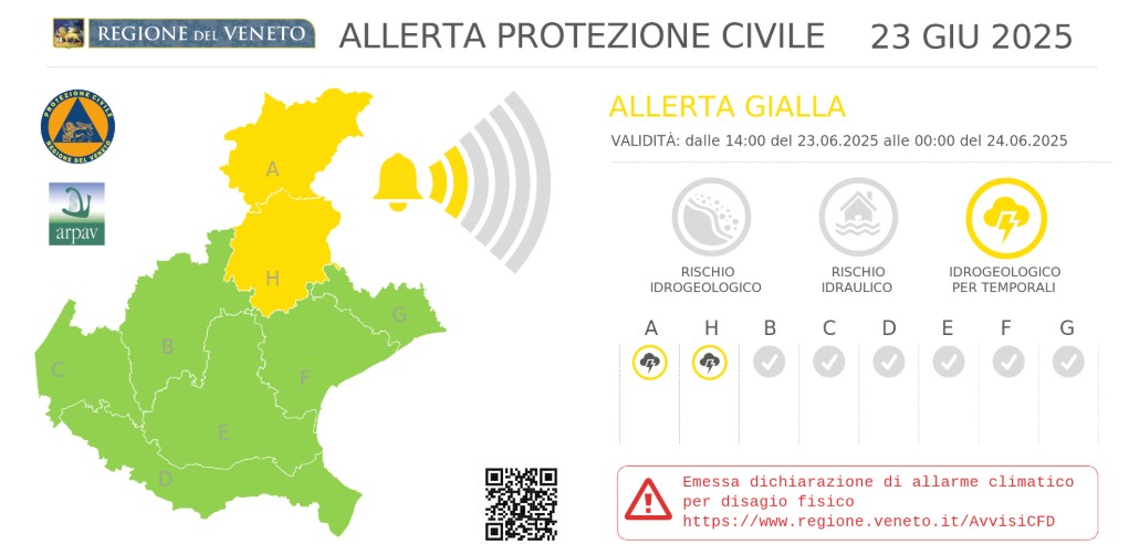 allerta meteo veneto 23 giugno