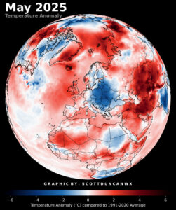 anomalia temperatura maggio 2025 europa