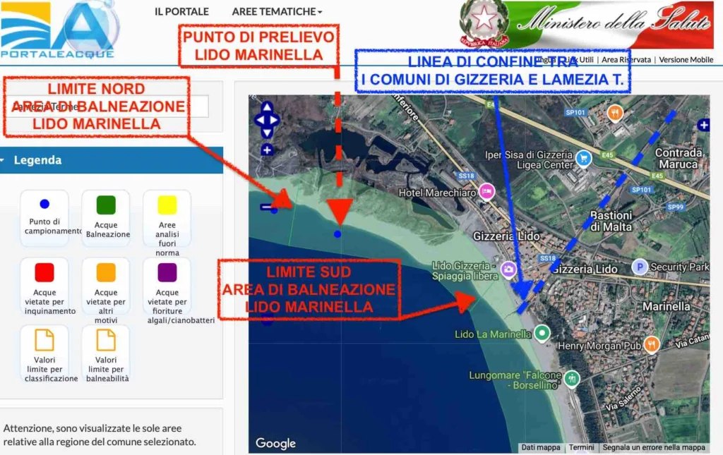 gizzeria lamezia terme inquinamento divieto balneazione