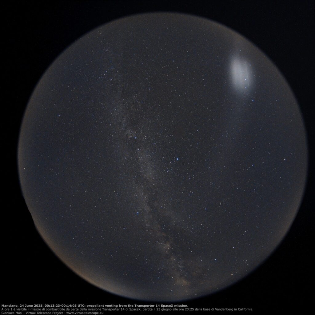 spirale spacex transporter-14 nube luminosa