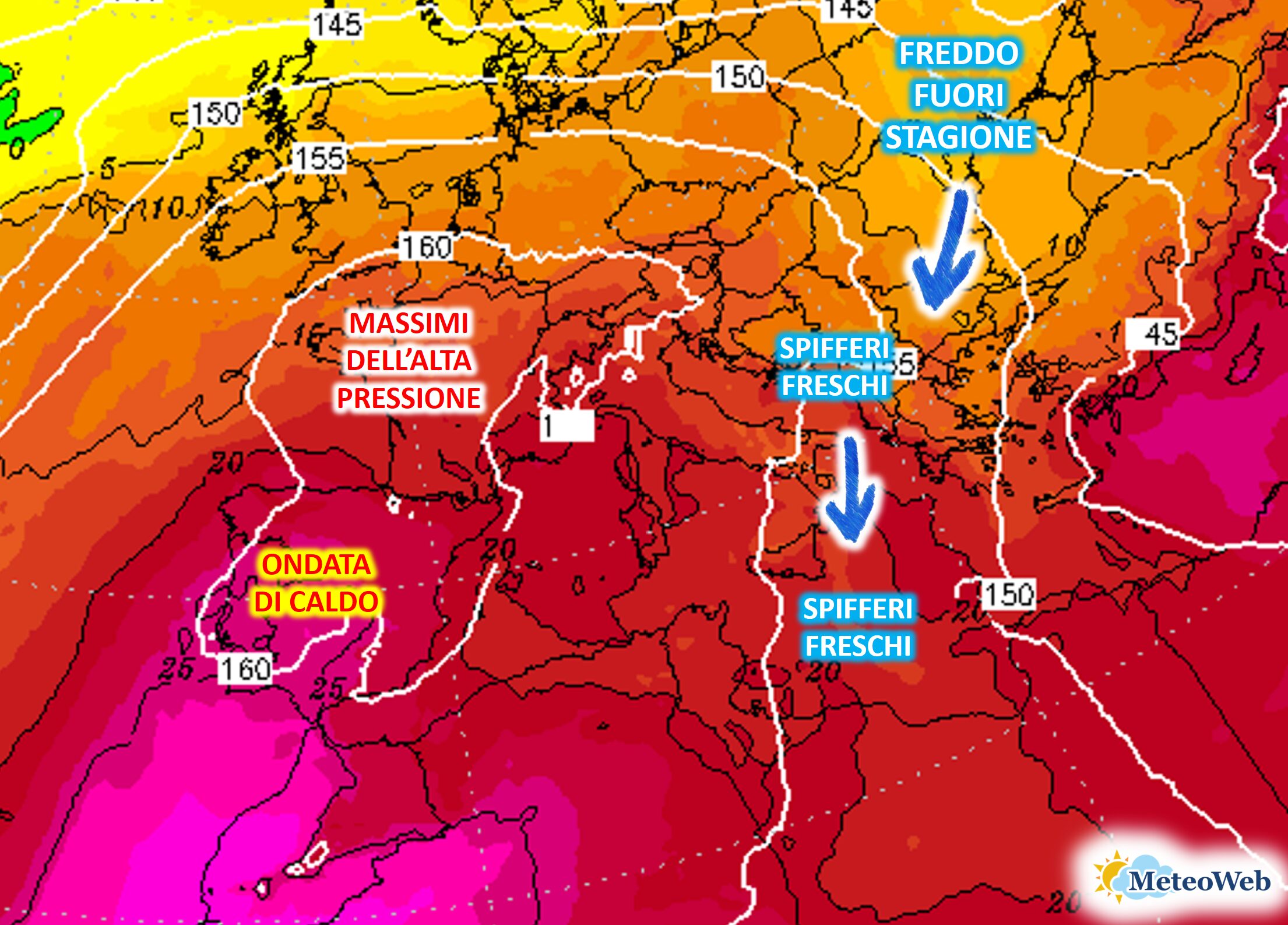 temperature 850hPa domenica mattina