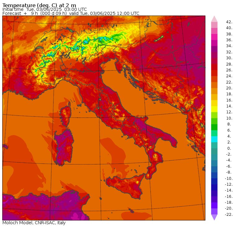 temperature massime 3 giugno