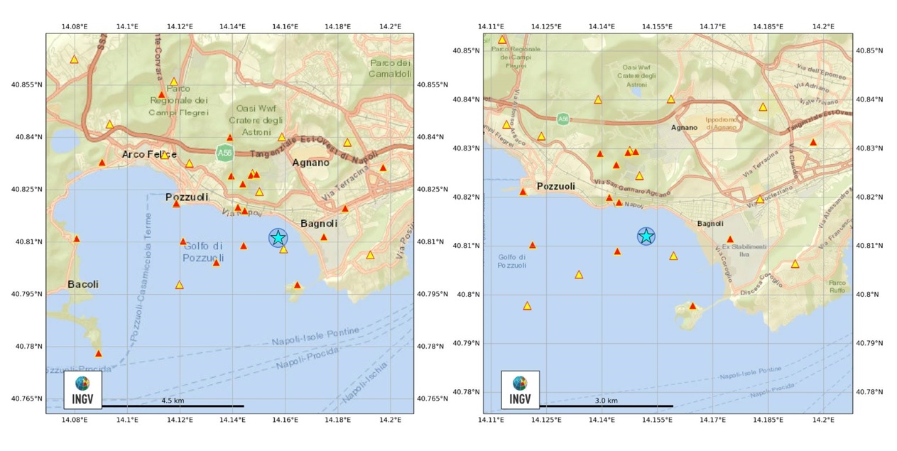 Campi Flegrei, terremoti nel Golfo di Pozzuoli