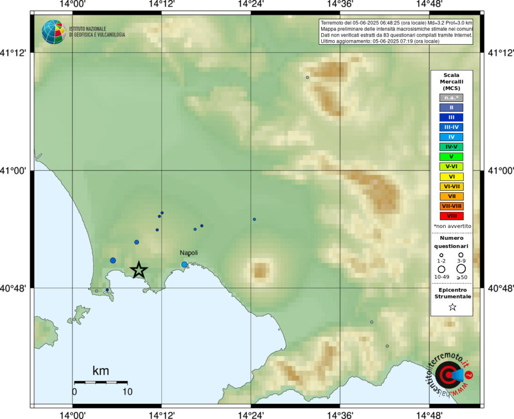 terremoto oggi campi flegrei napoli pozzuoli campania