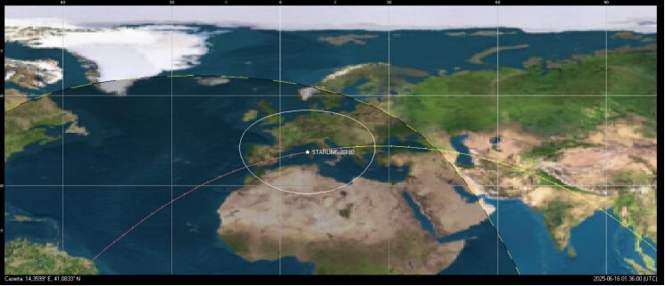 traiettoria rientro satellite starlink