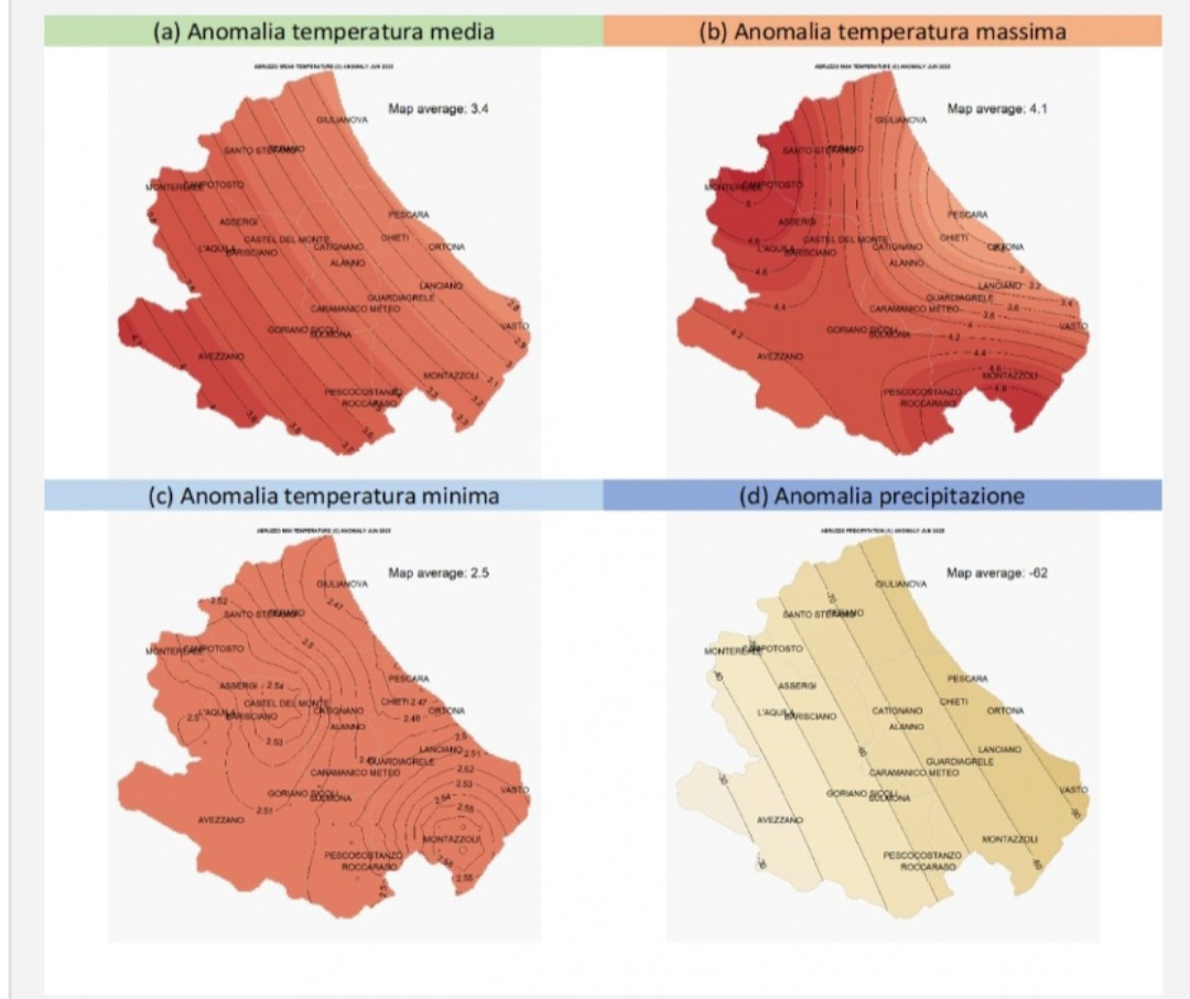 Anomalie Abruzzo giugno 2025