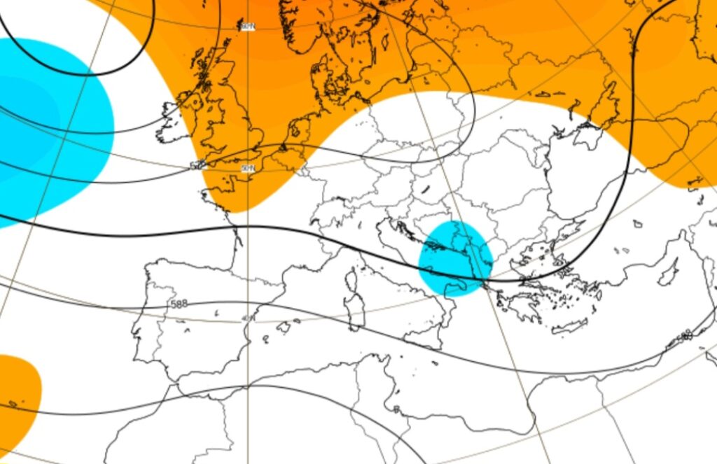 Anomalie geopotenziali 500 hPa 14-20 luglio