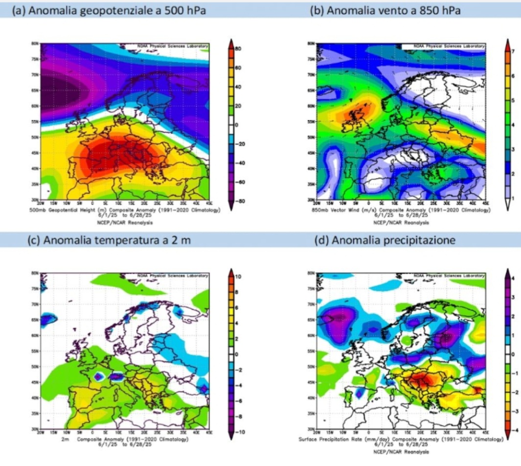 Anomalie globali giugno 2025