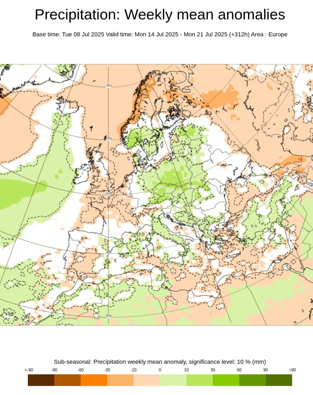 Anomalie precipitazioni 14-20 luglio