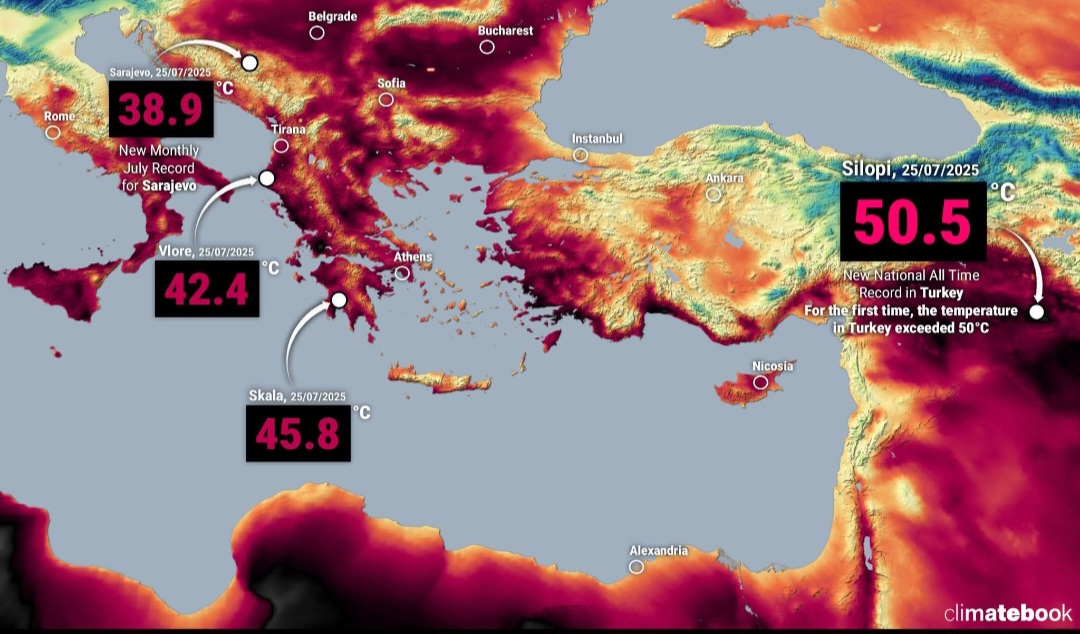Meteo, caldo senza precedenti: Balcani e Turchia in una fornace. +50.5°C a Silopi