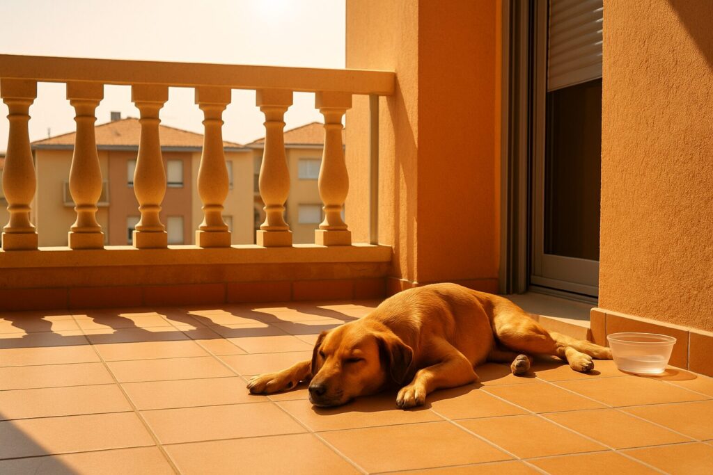 Cane sole balcone