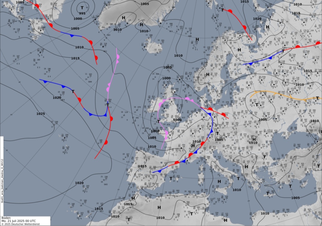 Carta sinottica dwd 21 luglio