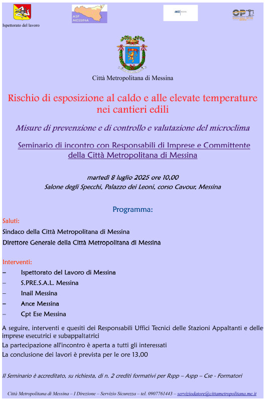 Locandina rischio esposizione al caldo nei cantieri