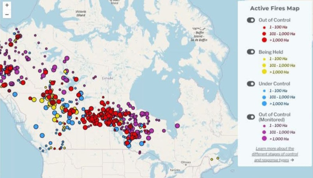 Mappa interattiva incendi Canada