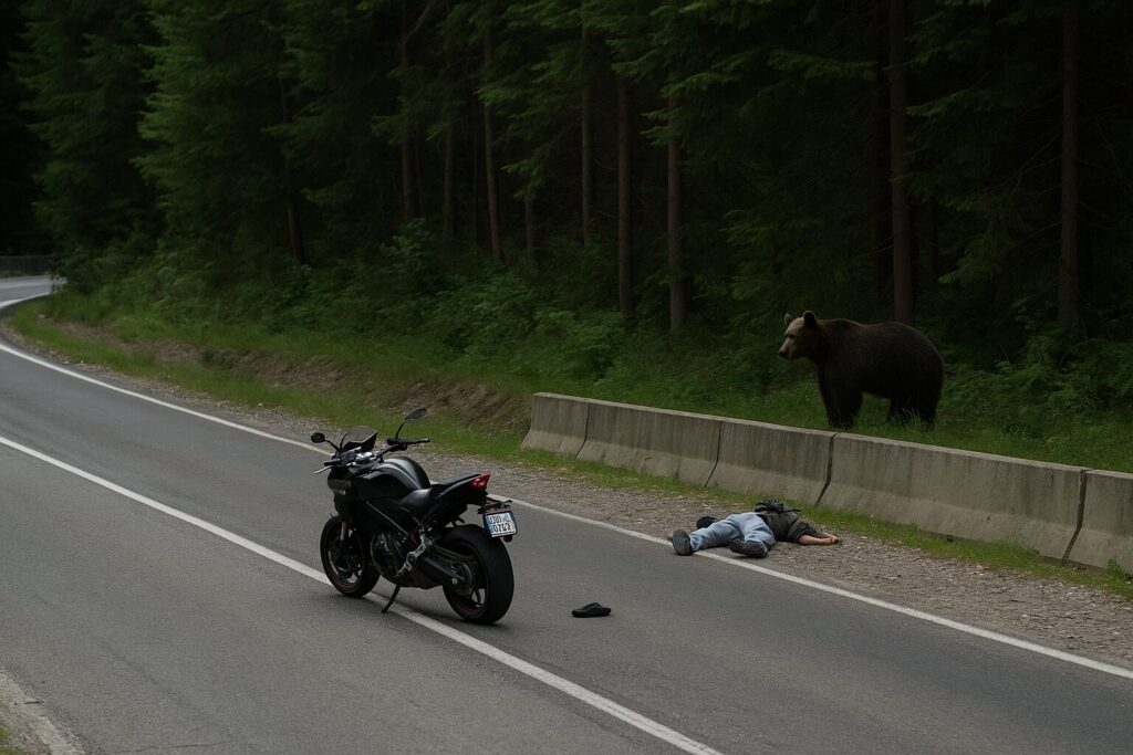 Motociclista ucciso orso