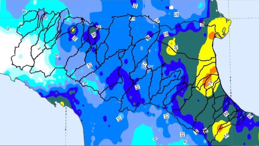 Meteo Emilia Romagna: piogge record e freddo, ecco dove sono caduti oltre 100 mm
