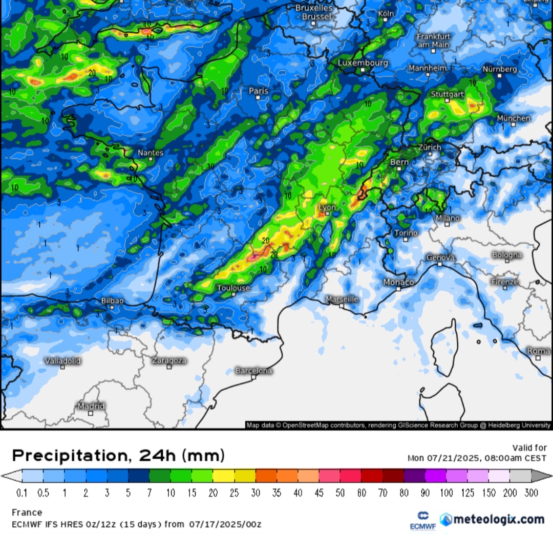 Precipitazioni Francia 20 luglio