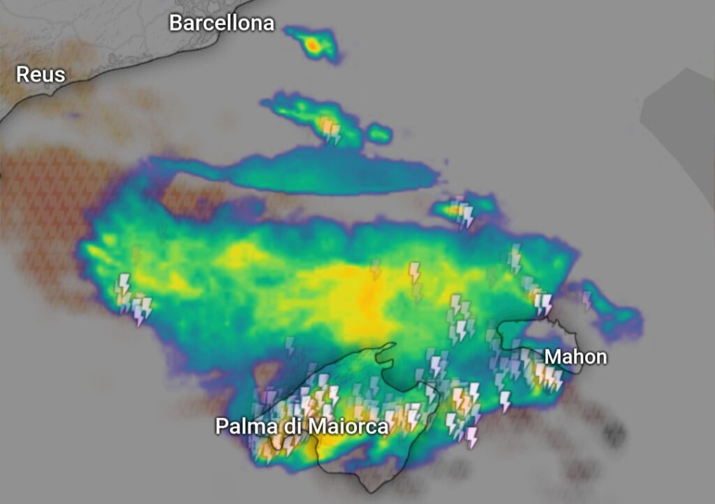 Radar meteo Baleari 10 luglio