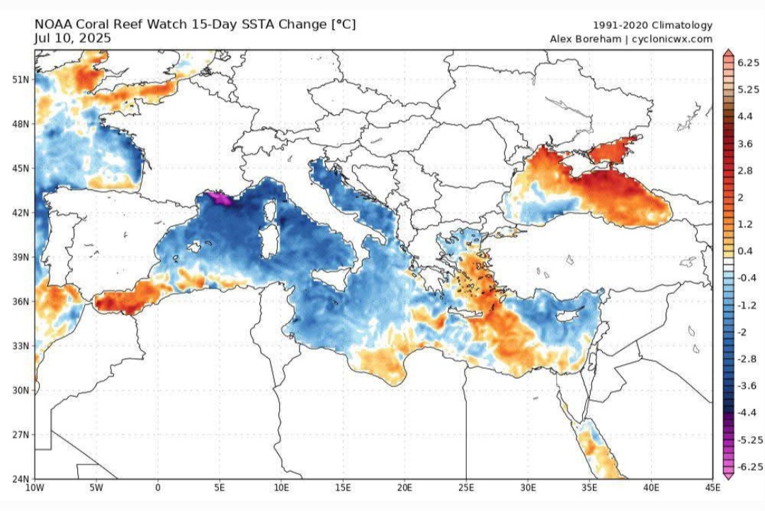 Raffreddamento Mediterraneo 10 luglio