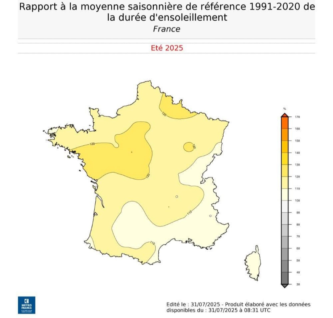 Soleggiamento Francia estate 2025