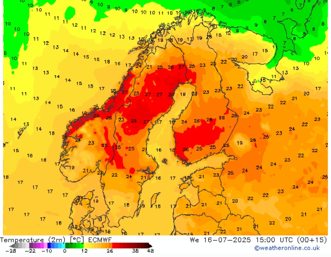 Temperature 2 metri Scandinavia