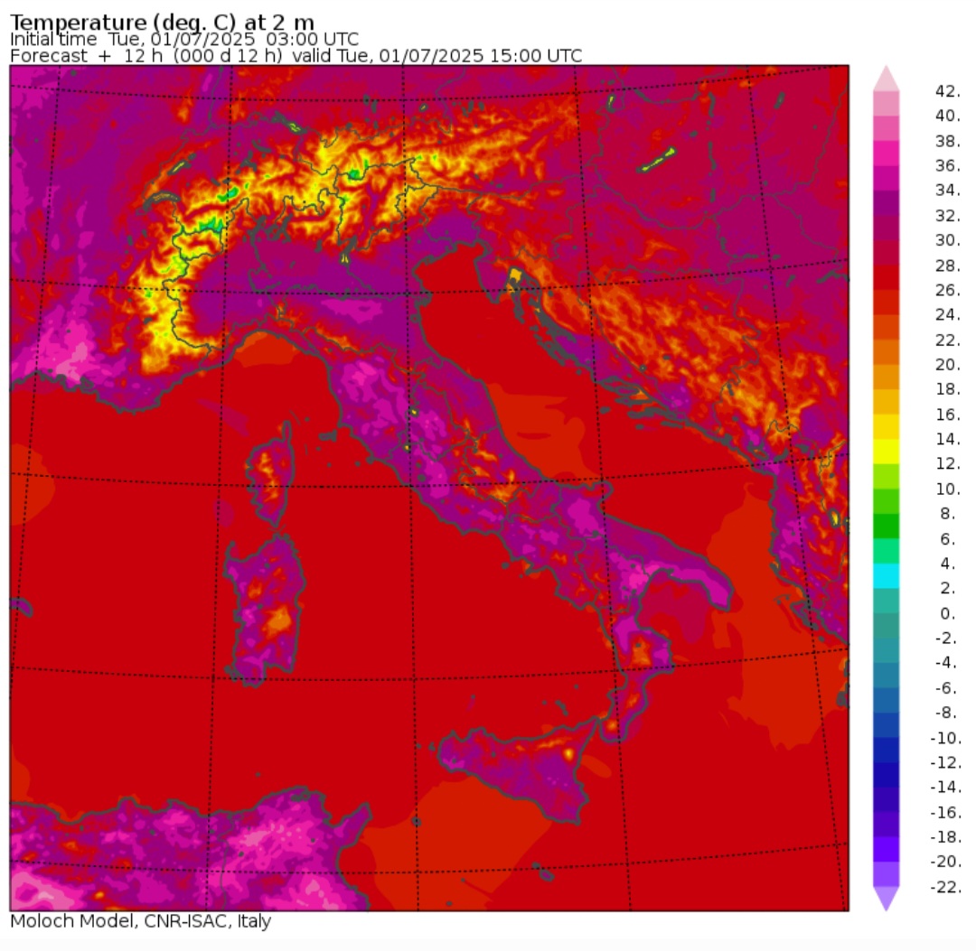 Temperature massime 1° luglio