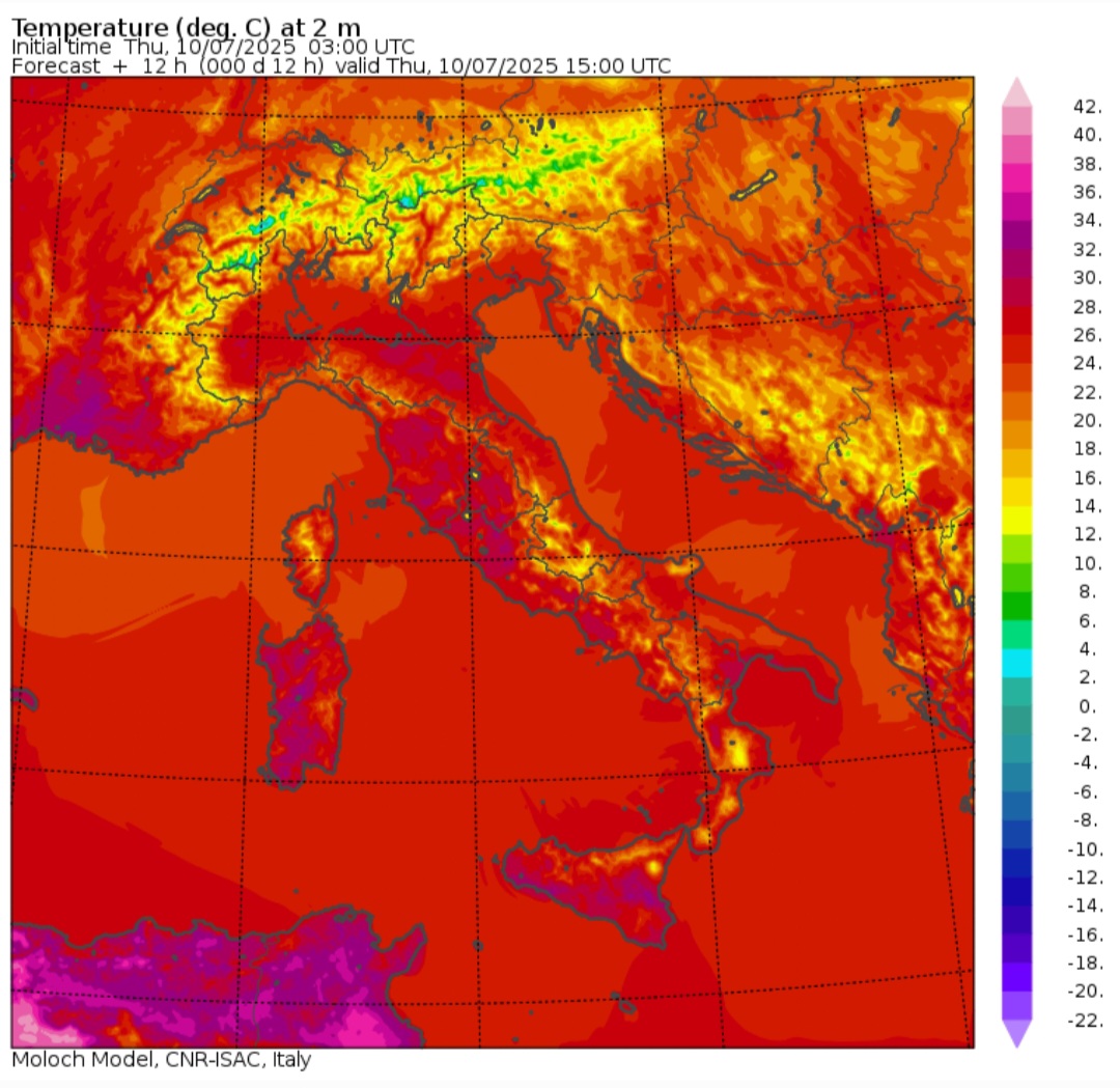 Temperature massime 10 luglio