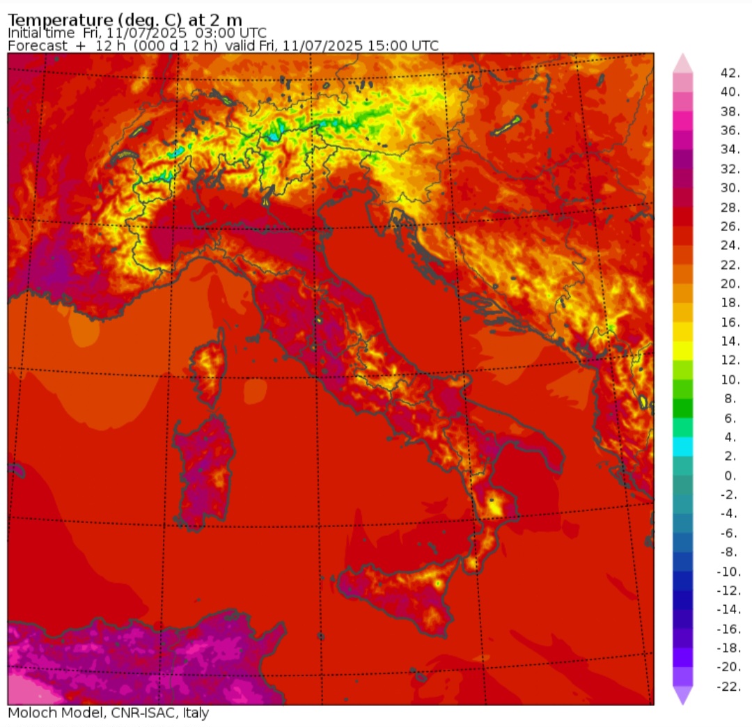 Temperature massime 11 luglio