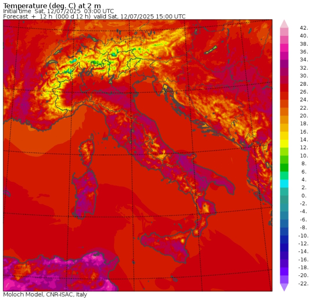 Temperature massime 12 luglio