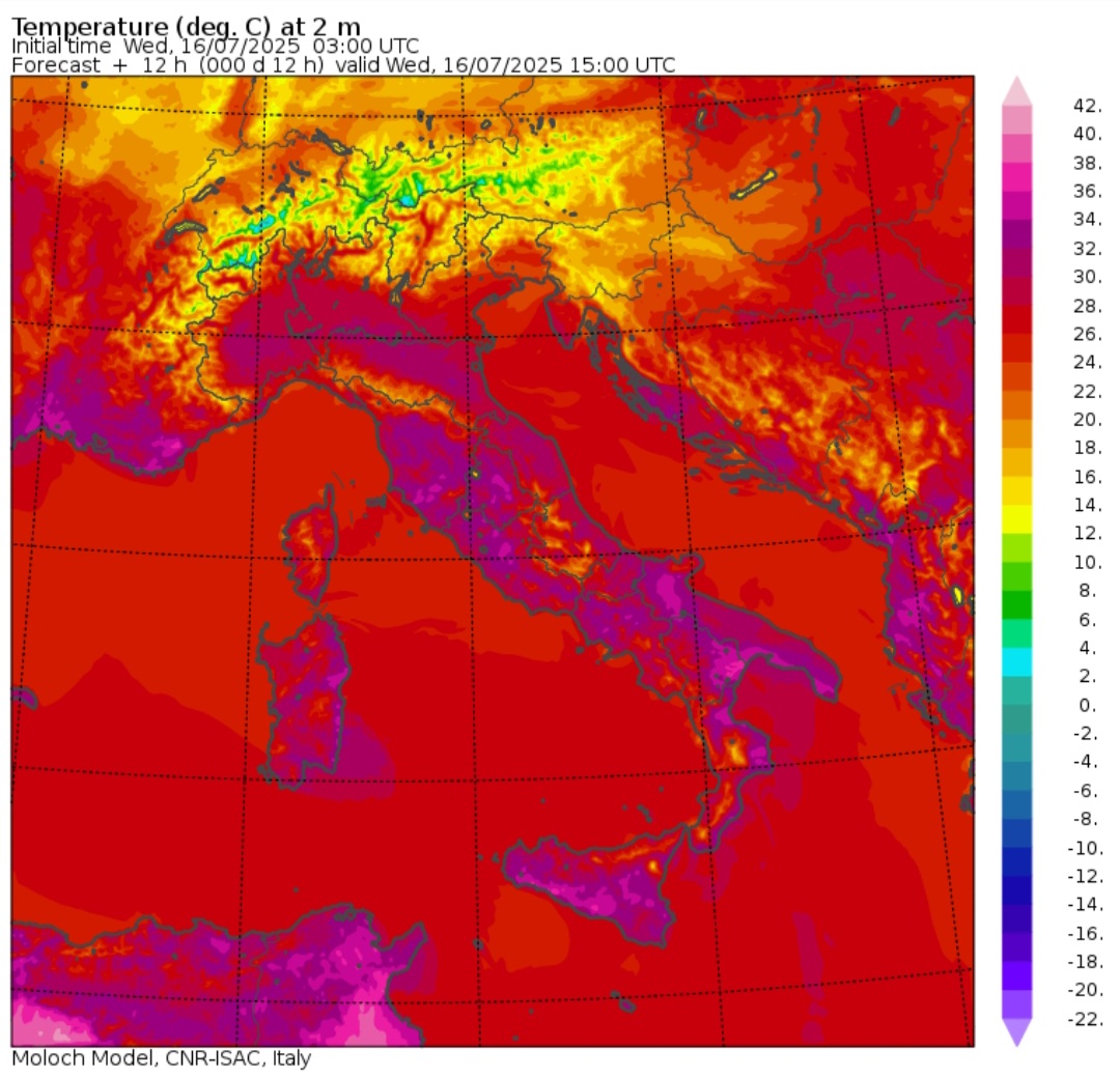 Temperature massime 16 luglio