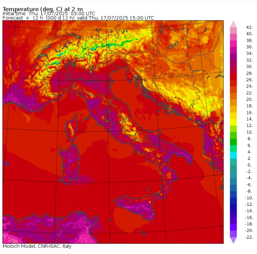 Temperature massime 17 luglio