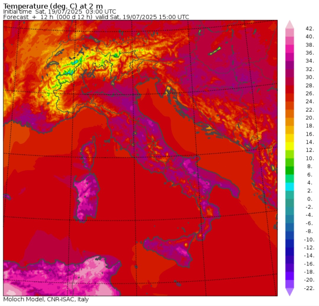 Temperature massime 19 luglio
