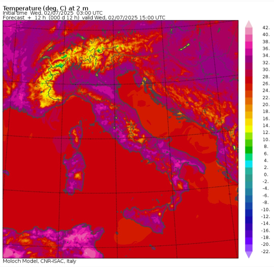 Temperature massime 2 luglio