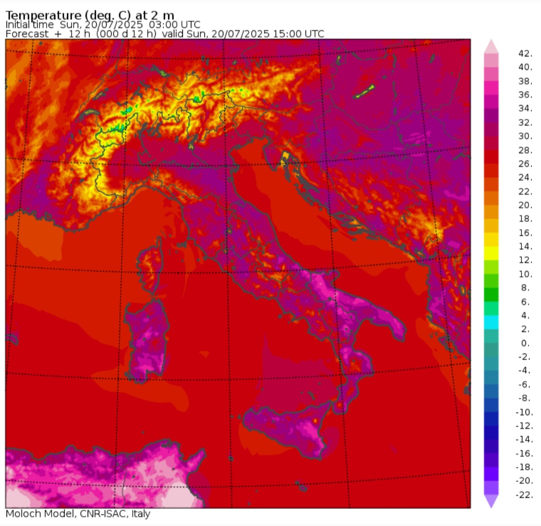 Temperature massime 20 luglio