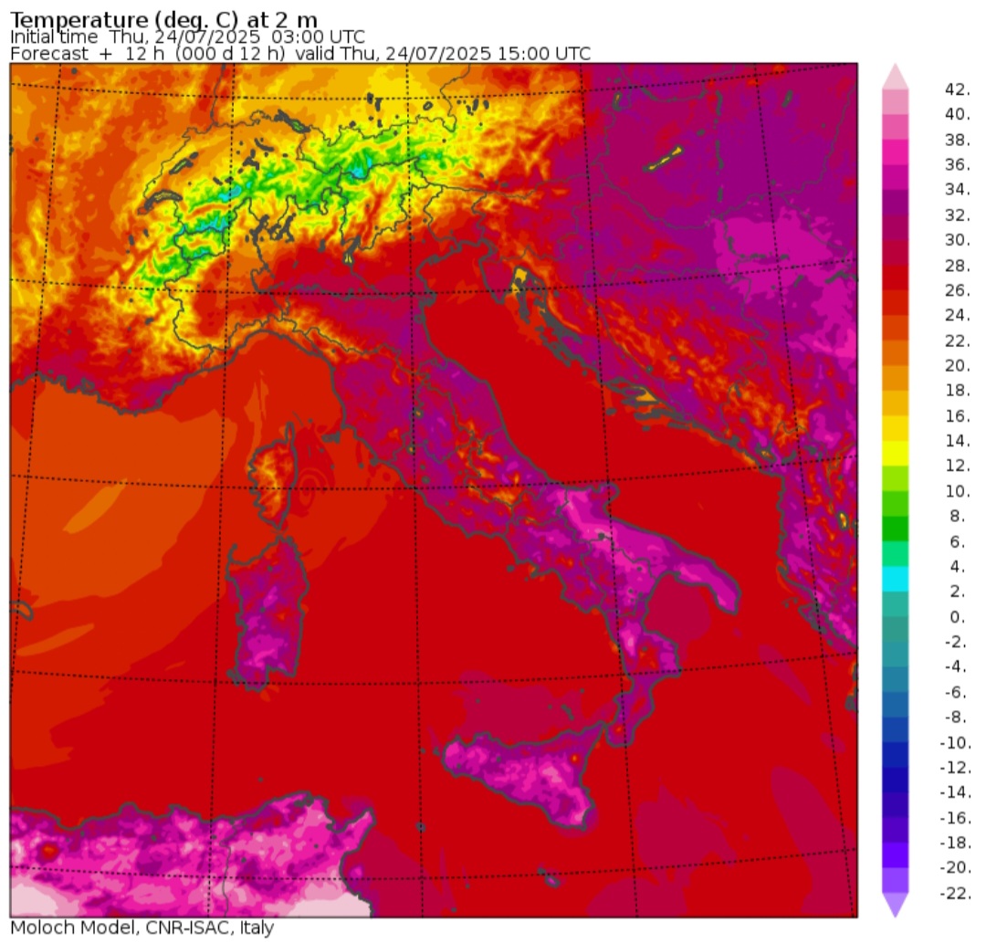 Temperature massime 24 luglio