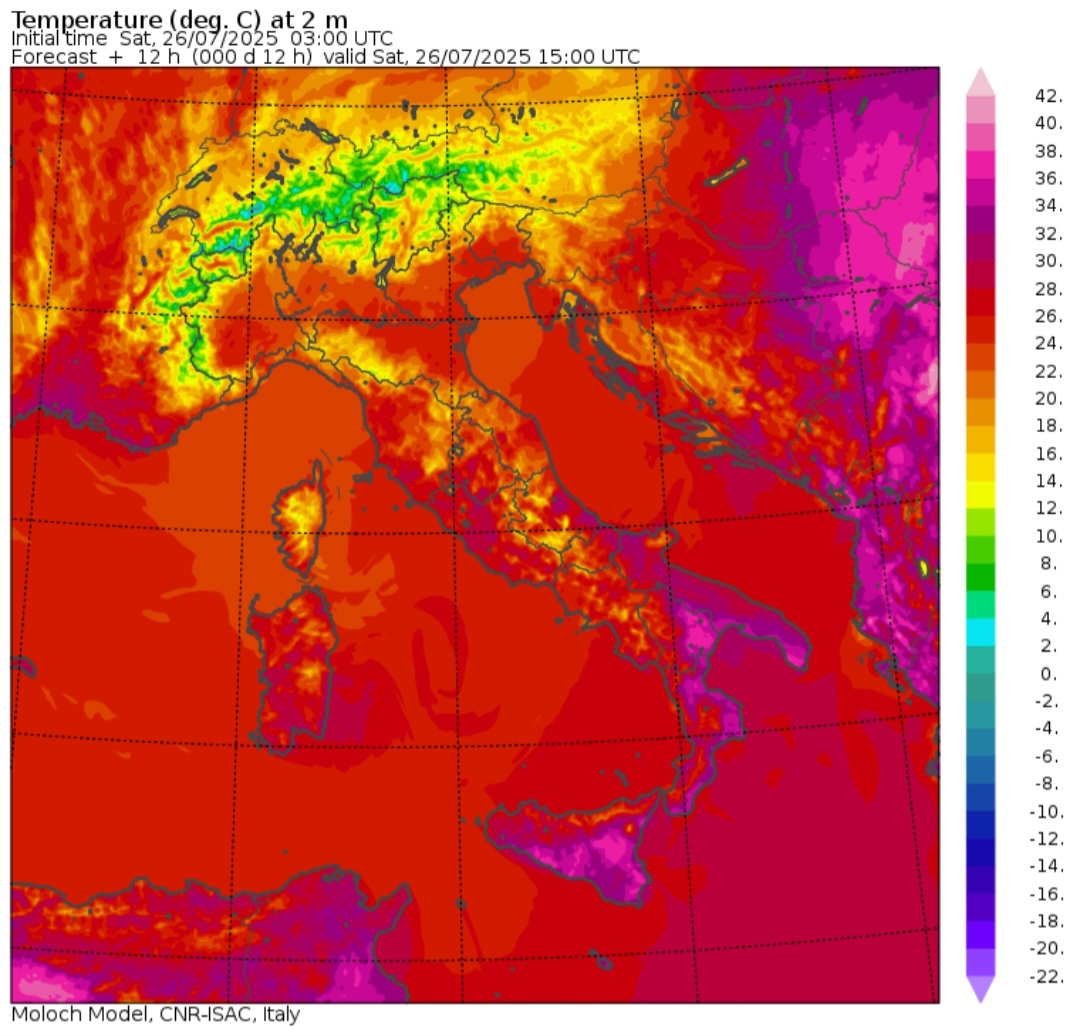 Temperature massime 26 luglio