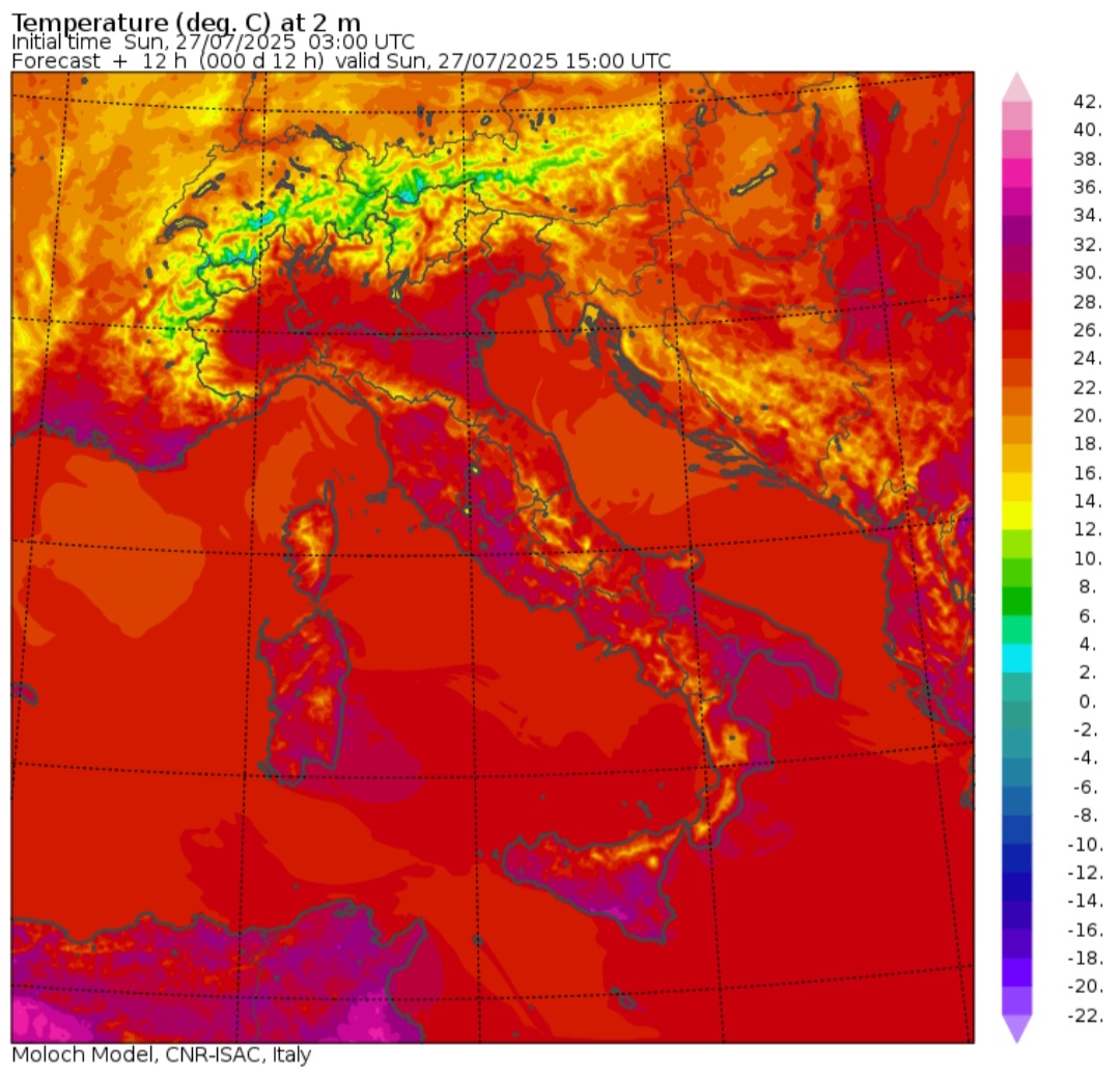 Temperature massime 27 luglio
