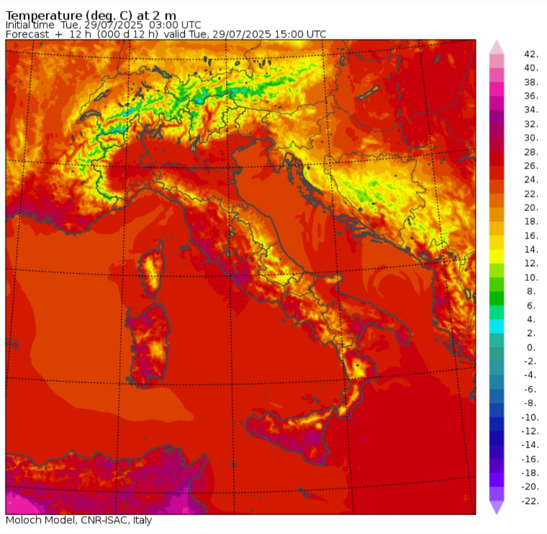 Temperature massime 29 luglio