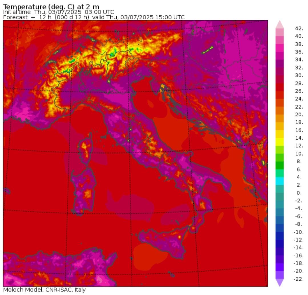 Temperature massime 3 luglio